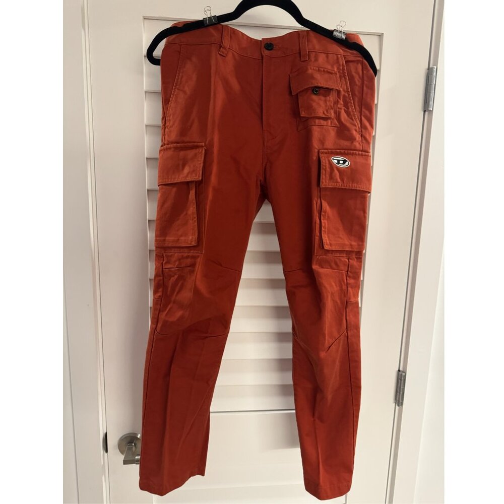 Diesel Men's Vintage Cargo Pants (Standard Red, 100% Cotton, Size 28)